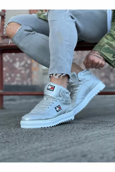  Сребърни мъжки боти до пола глезена