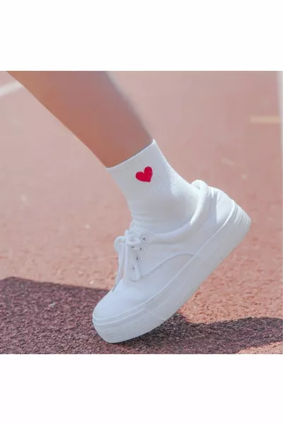 5 paia di calzini da donna con mezza conchiglia fantasia a cuore multicolore