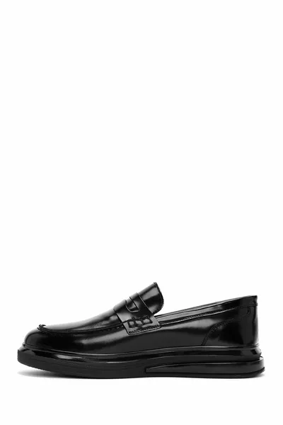 Men's Black Leather Casual Loafer 