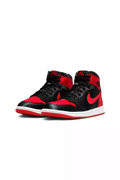 Air Jordan 1 High OG' Satin Bred Noir Rouge Chaussures Basket