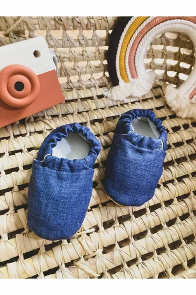 Unisex Baby Blue Non-Slip Sole Booties