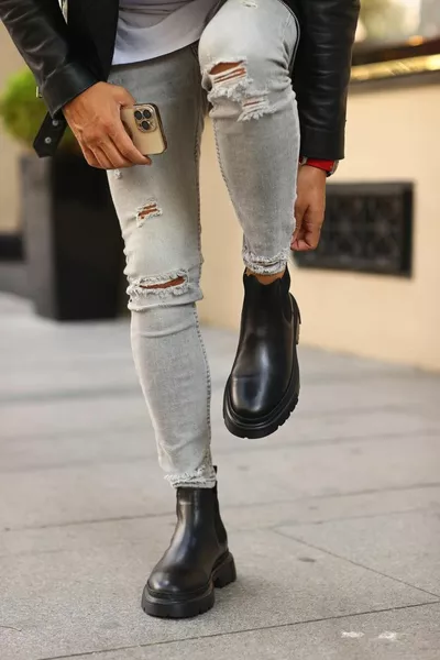 - Chelsea Herrenstiefel aus schwarzem Leder