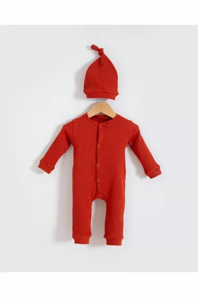 Stylish Hat Corduroy Combed Baby Jumpsuit