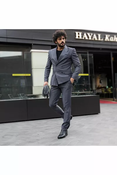 Ibay Chelsea أحذية جلدية سوداء للرجال كاجوال