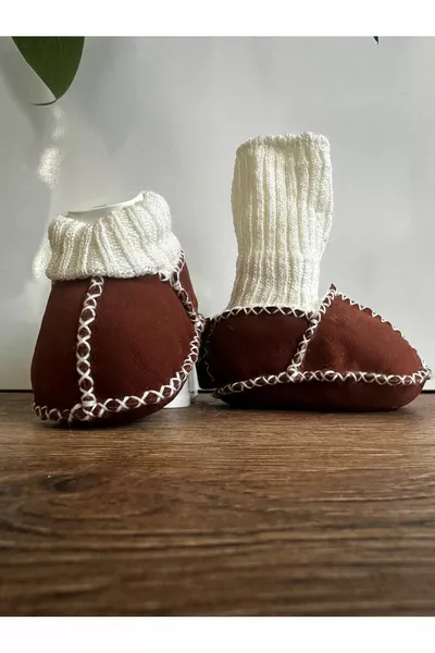 THE BAZAAR % Агнешка кожа бебешки ботуши, махала, първа стъпка