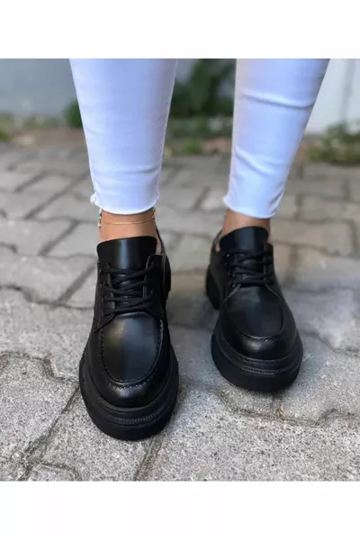 الدانتيل المتابعة الأسود سميكة وحيد المتسكع أحذية الكلية أكسفورد