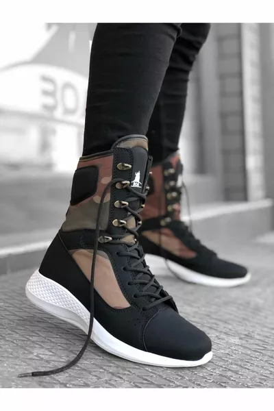  Черни камуфлажни боксерки с връзки унисекс спортни пощенски ботуши