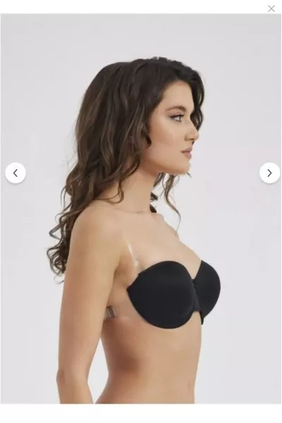 Дамски Б чаша без подплънки сутиен с прозрачна гръб и презрамки тип бандо S