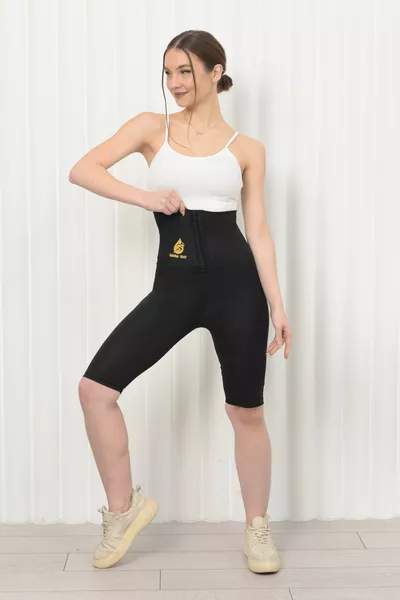 Short thermique unisexe taille très haute, fermoir à 3 niveaux, amincissant et gainant, maximisant la transpiration