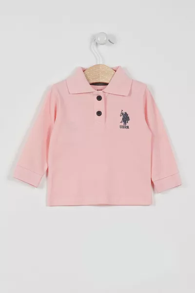 U.S. Polo Assn. Licensed Classic Salmon Baby Long Sleeve Collared Sweatshirt