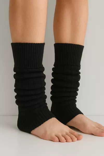 Women's Thick Black Premium Aerobic Tights Boot Socks