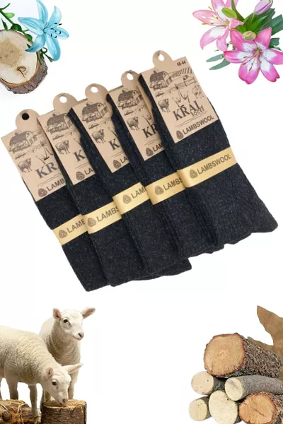 Chaussettes en laine Lambswool d'hiver (5 paires) pour hommes avec propriétés thermiques (en laine d'agneau), chaussettes épaisses