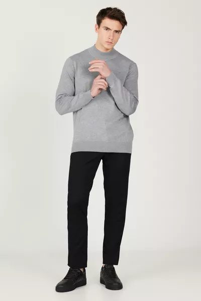 Heren Zwarte Slim Fit Smal Gesneden Stretch Katoen Chino Broek