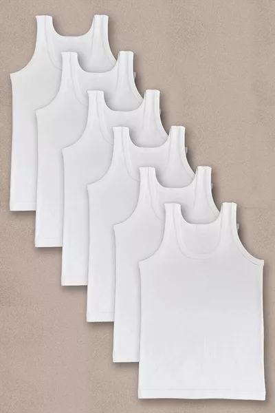 QUALITY BOYS' 6-PACK WHITE VEST - 