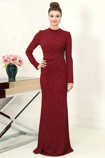 Nisa Hijab Avondjurk Bordeaux