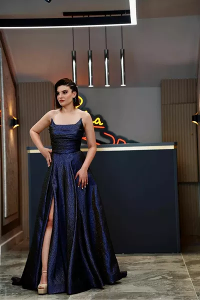 Ohrkragen Brust Drapiert Farbübergang Abendkleider