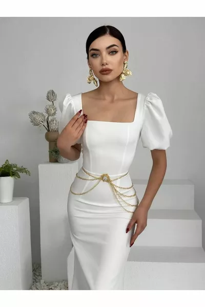 Robe longue Maya à manches ballon pour femmes