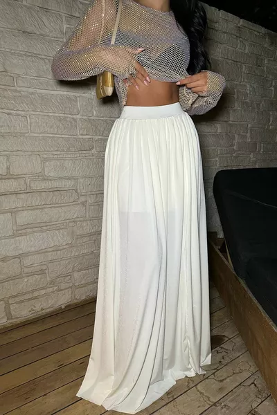 Крем дълга пола 