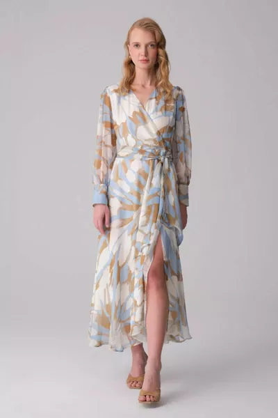 Wrapover Cut Evening Dress - Ecru