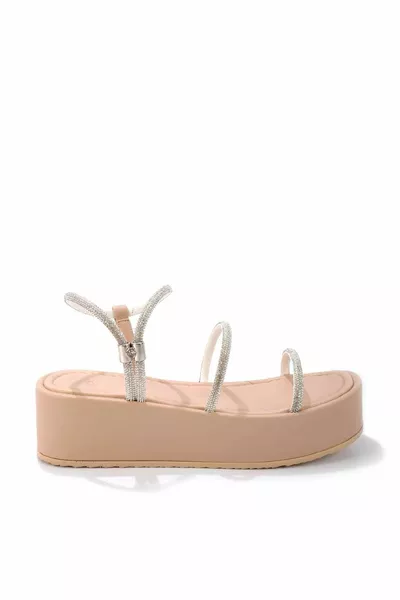 Nude Lame Stone Sandales Femme 