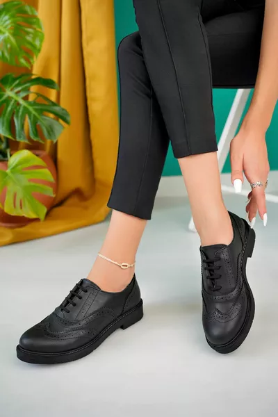 المرأة الدانتيل مفصلة عارضة أسود أكسفورد أحذية