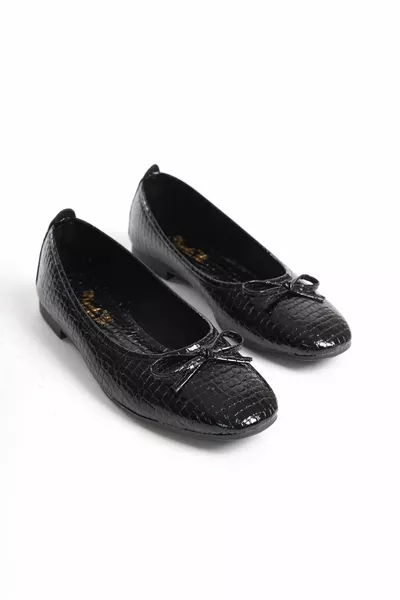 ديانورا المرأة عارضة الباليه الشقق جولة اصبع القدم راقصة الباليه الأسود جلد التمساح مستقيم الباليه الشقق