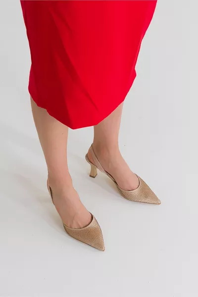 Cathy Skin Satin Stone Pointed-toe Sandals