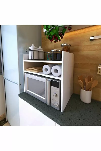 ETB Houten Witte Bovenbladplank - Oven, Magnetron Organizer - Multifunctionele plank