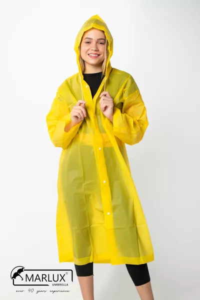 Women's Men's Raincoat Hooded Snap Button EVA Yellow Raincoat 