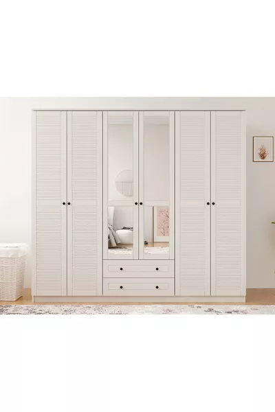 Diva Country 6 Kapak 2 Çekmeceli Aynalı Gardırop