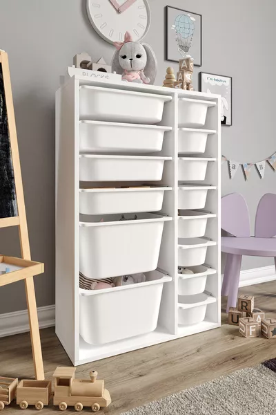 % MDF - Large Duo Toy Cabinet with Baskets