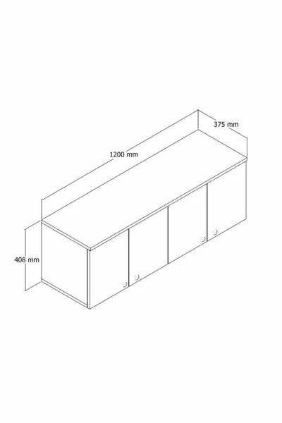 Badkast met 4 Deuren, Wandgemonteerde Multifunctionele Kast