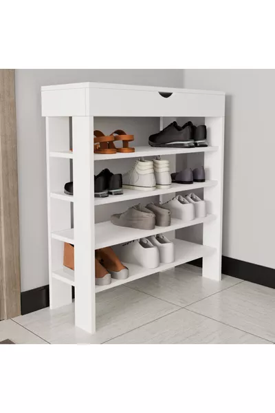 Royal Shoe Cabinet, 4 Compartments, Storage Pockets, White Shoe Cabinet, Affordable Shoe Cabinet