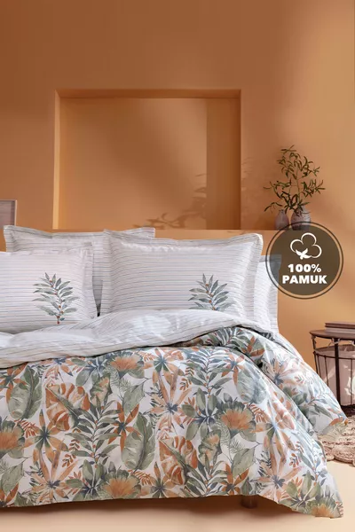 Amy Tweepersoons Ranforce Dekbedovertrek Set - Oranje