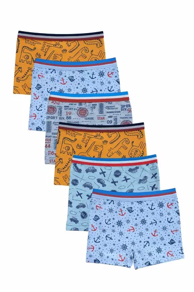 Boys' 6-Pack Printed Boxer Shorts, % Cotton