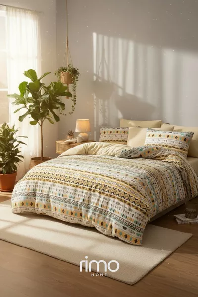 Dubbel Authentiek Geel Beddengoed Set Ranforce