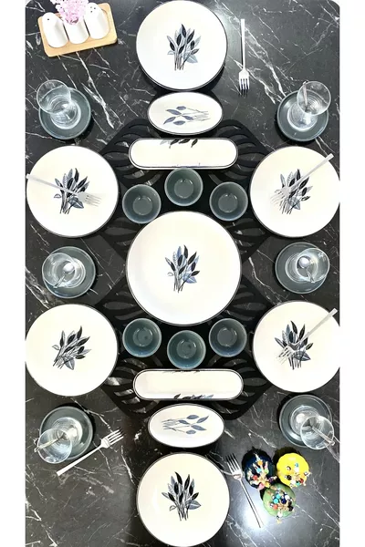 Başak Gri 6 Kişilik  Parça Kahvaltı Takımı