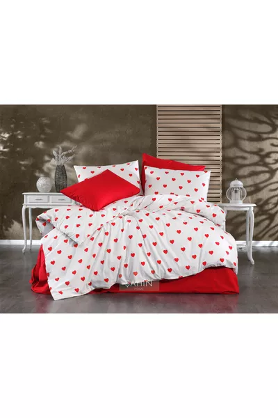 Set di Biancheria da Letto con Cuori Rossi Copripiumino Lenzuolo con Angoli Set di Biancheria da Letto Singolo
