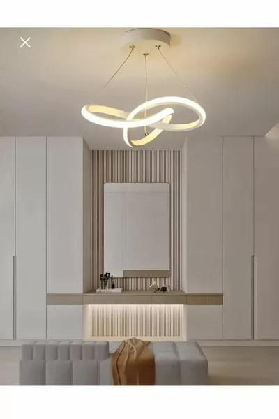 ثريا دورانجي الحديثة المفردة البيضاء بإضاءة LED بيضاء للمساحات: صالون، مطبخ، غرفة، مدخل