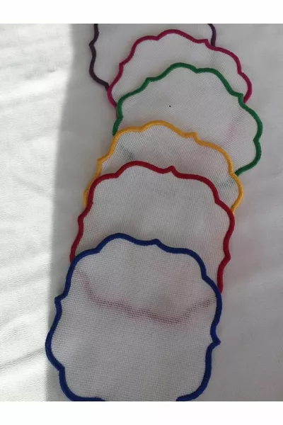 Tovaglioli da cocktail in lino forato ricamabile a punto croce, set da 6