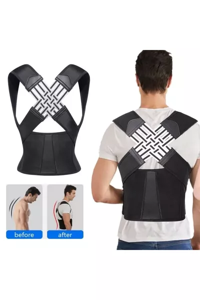 Corset de maintien droit Correcteur de posture Préventif contre la bosse avec colonnes Réglable Médical Femme Homme