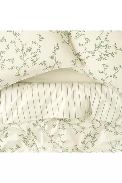 طقم لحاف مزدوج لورين بنقشة قطنية أخضر ( سم)