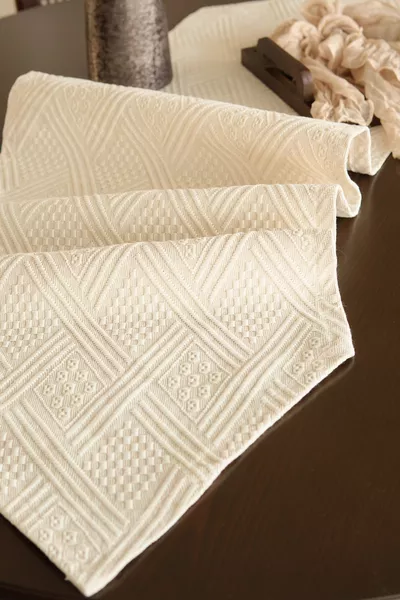 Altıgen Runner Doğal Pamuklu Geleneksel Buldan Dokuma  * cm