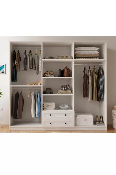 Armadio Estelya Country 6 Ante con 2 Cassetti