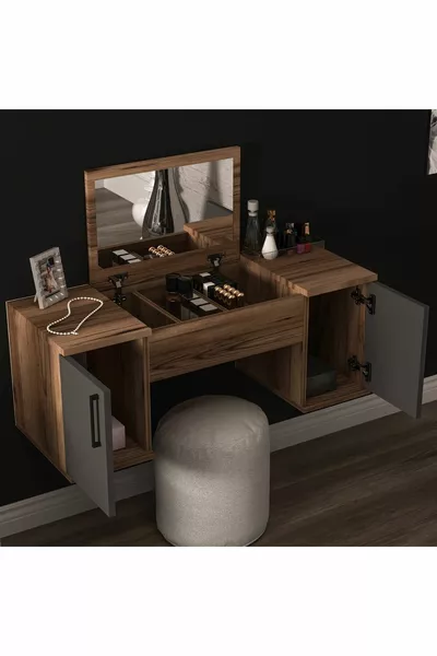 طاولة مكياج مرجانة مثبتة على الجدار لا تشغل مساحة اللون ليديا أنترسايت