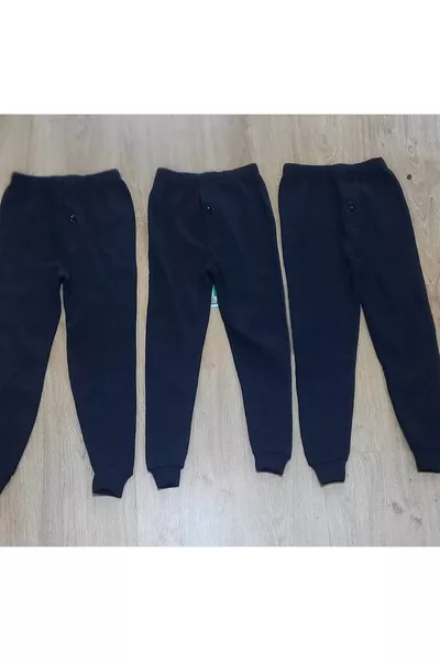 Children's 3-Pack Innerwear with Fleece, Functional Front Snap Buttons