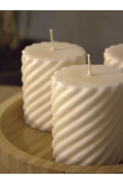 3 Stuks Schroefvormige Cilinderkaars Creme Poedergeur Kaars Sojawas Vegan Kaars