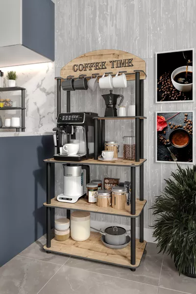 Angolo Caffè Decorativo Coffee Time Cm Mensola Multifunzione Rovere Zaffiro Per Tutte Le Macchine Da Caffè