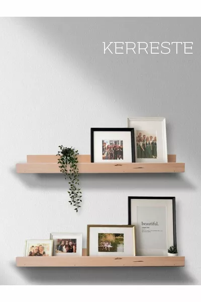 Комплект 2 бр. дървена рамка/рафт за стена с картина