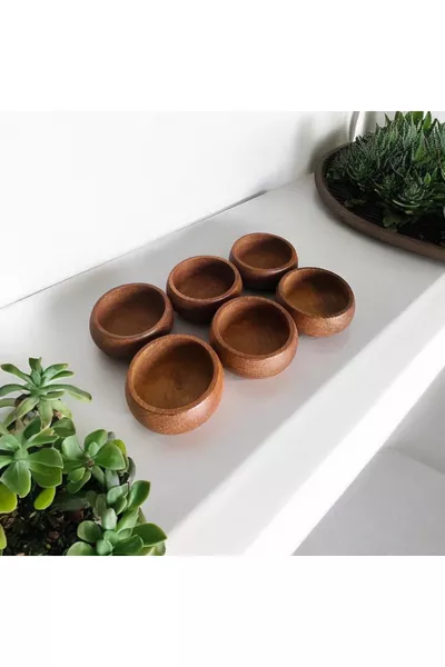 Ensemble de 6 coupelles à snacks en bois de hêtre naturel 9 cm - lot de 6